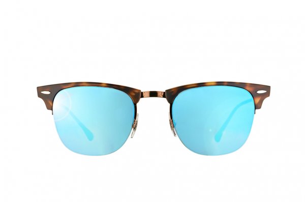   Ray-Ban Clubmaster LightRay RB8056-175-55 Havana / Light Brown | Blue Mirror