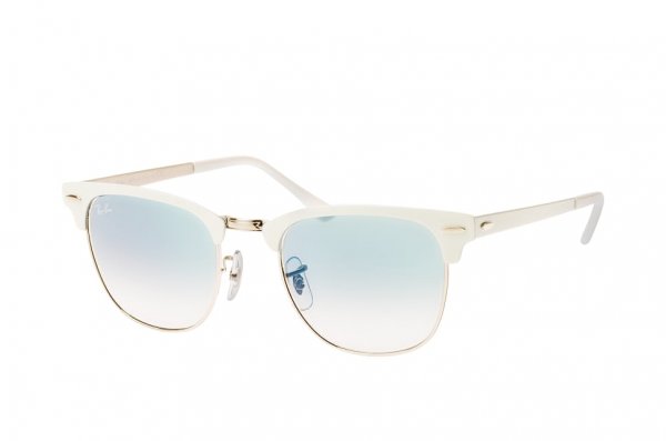   Ray-Ban Clubmaster Metal RB3716-9088-3F White / Silver | Gradient Light Blue