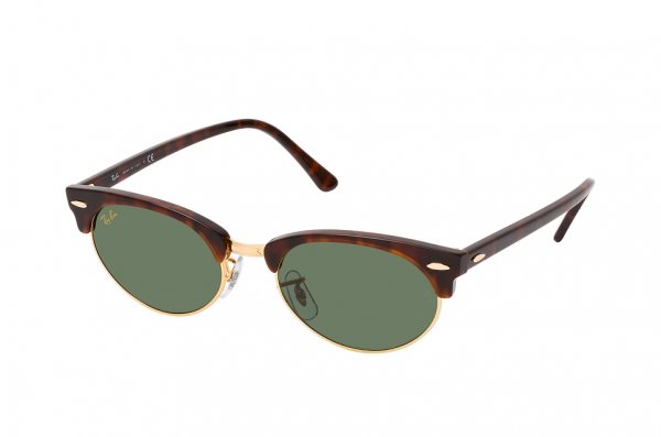   Ray-Ban Clubmaster Oval RB3946-1304-31 Dark Brown | Natural Green