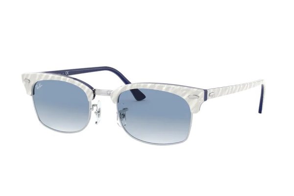   Ray-Ban Clubmaster Square Legend Gold RB3916-1311-3F Marble White | Gradient Blue