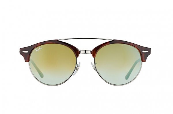   Ray-Ban Clubround Double Bridge RB4346-6251-9J Tortoise/Silver | Faded Green