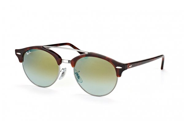   Ray-Ban Clubround Double Bridge RB4346-6251-9J Tortoise/Silver | Faded Green