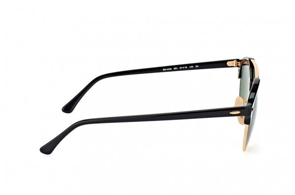   Ray-Ban Clubround Double Bridge RB4346-901 Black | Natural Green (G-15XLT)
