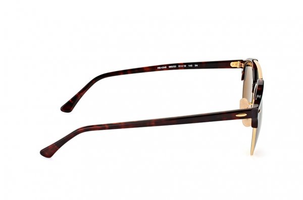   Ray-Ban Clubround Double Bridge RB4346-990-33 Arista/Red tortoise | Natural Brown (B-15XLT)