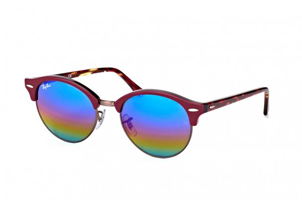   Ray-Ban Clubround RB4246-1222-C2 Vinous/Gunmetal | Violet Rainbow Mirror