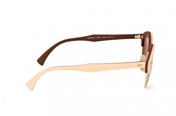  Ray-Ban Clubround Wood RB4246M-1179-57 Light Brown Wood / Arista/ Brown | Natural Brown Polarized