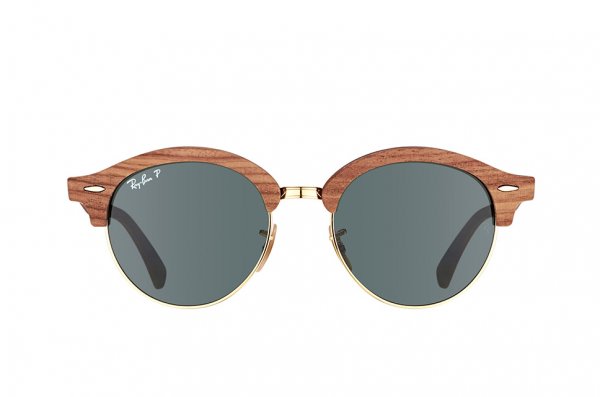   Ray-Ban Clubround Wood RB4246M-1181-58 Dark Wood / Arista/ Black| Natural Green Polarized