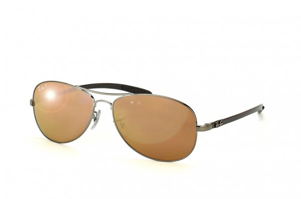   Ray-Ban Cockpit Carbon Fibre RB8301-004-N3 Gunmetal | Brown Mirror Gold Polarized P3 Plus