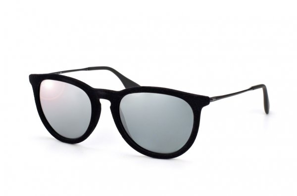   Ray-Ban Erika Velvet RB4171-6075-6G Black Velvet | Grey Mirror Silver Solid Color - Mirror
