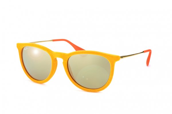   Ray-Ban Erika Velvet RB4171-6083-5A Velvet Yellow | Brown Mirror Dark Gold Solid Color - Mirror