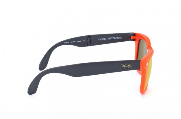   Ray-Ban Folding Wayfarer RB4105-6019-69 Matt Black | Orange Mirror