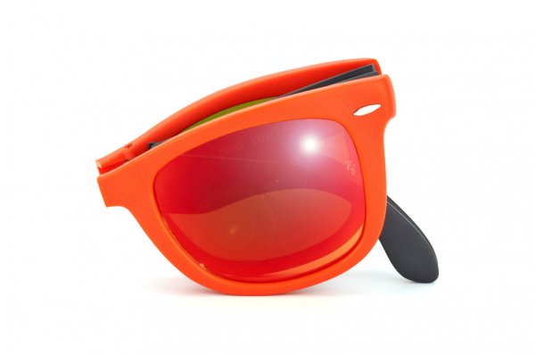   Ray-Ban Folding Wayfarer RB4105-6019-69 Matt Black | Orange Mirror