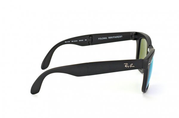   Ray-Ban Folding Wayfarer RB4105-601S-1M Matte Black| Light Violet Mirror