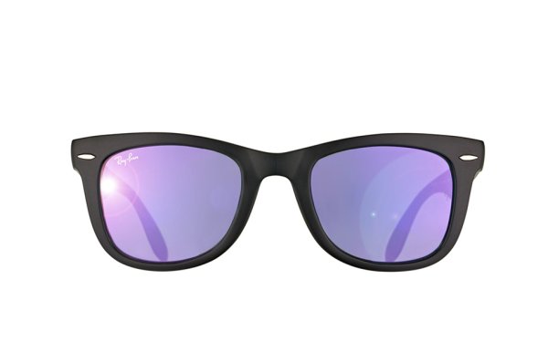   Ray-Ban Folding Wayfarer RB4105-601S-1M Matte Black| Light Violet Mirror