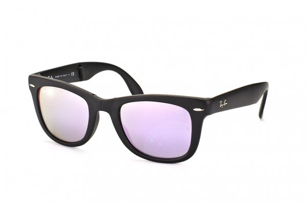   Ray-Ban Folding Wayfarer RB4105-601S-4K Matte Black| Violet Mirror