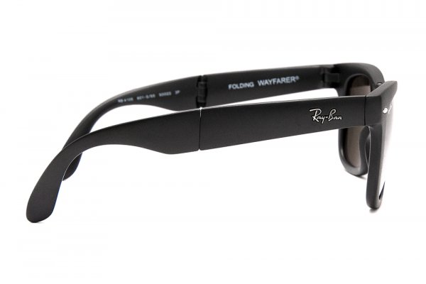   Ray-Ban Folding Wayfarer RB4105-601S-55 Matt Black | Brown/Silver Mirror Polarized