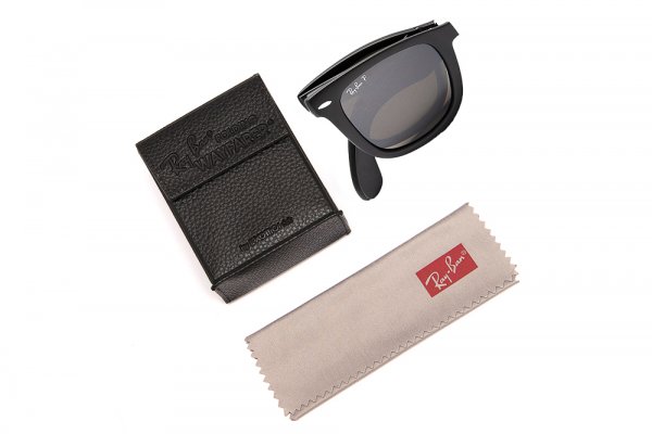  Ray-Ban Folding Wayfarer RB4105-601S-55 Matt Black | Brown/Silver Mirror Polarized