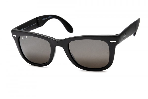   Ray-Ban Folding Wayfarer RB4105-601S-55 Matt Black | Brown/Silver Mirror Polarized