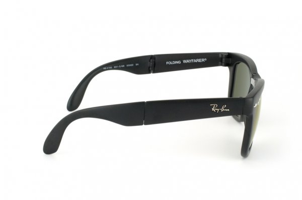   Ray-Ban Folding Wayfarer RB4105-601S-68 Matt Black/Blue Mirror