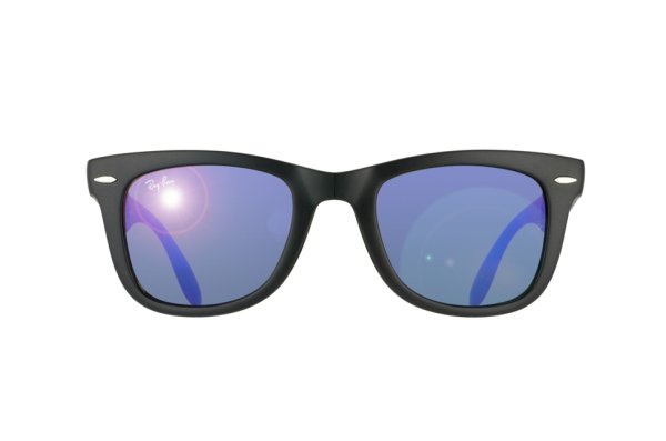  Ray-Ban Folding Wayfarer RB4105-601S-68 Matt Black/Blue Mirror