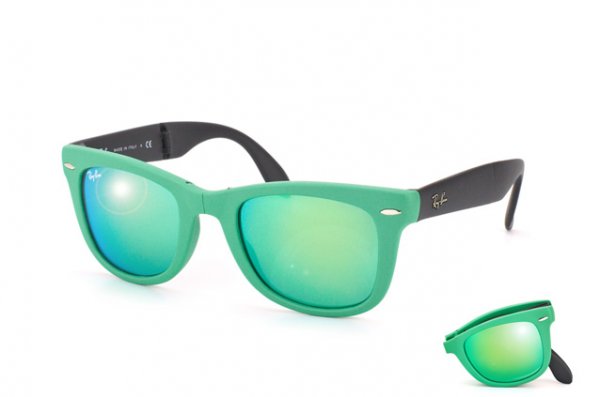   Ray-Ban Folding Wayfarer RB4105-6021-19 Matt Black | Green Mirror