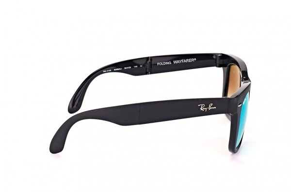   Ray-Ban Folding Wayfarer RB4105-6069-4J Matt Dark Grey | Green Gradient Mirror