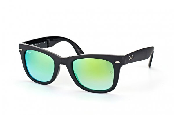   Ray-Ban Folding Wayfarer RB4105-6069-4J Matt Dark Grey | Green Gradient Mirror