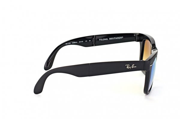  Ray-Ban Folding Wayfarer RB4105-6069-4O Matt Dark Grey | Faded Blue Mirror