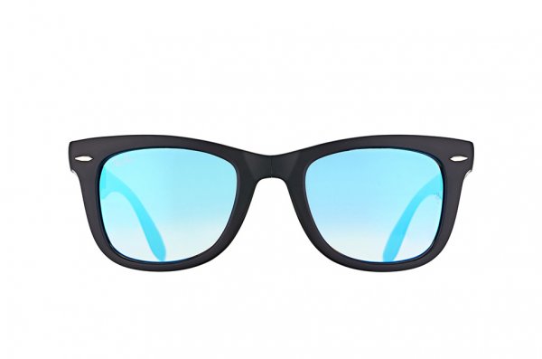   Ray-Ban Folding Wayfarer RB4105-6069-4O Matt Dark Grey | Faded Blue Mirror