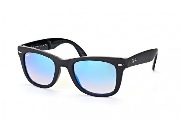   Ray-Ban Folding Wayfarer RB4105-6069-4O Matt Dark Grey | Faded Blue Mirror