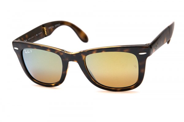   Ray-Ban Folding Wayfarer RB4105-710-4S Havana / Brown Yellow Mirror Polarized