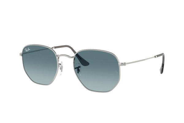   Ray-Ban Hexagonal Flat Lenses RB3548N-003-3M Silver | Light Blue Gradient