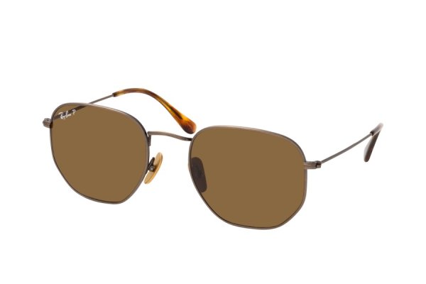   Ray-Ban Hexagonal Titanium RB8148-9207-57 Dark Bronze | Brown Polarized