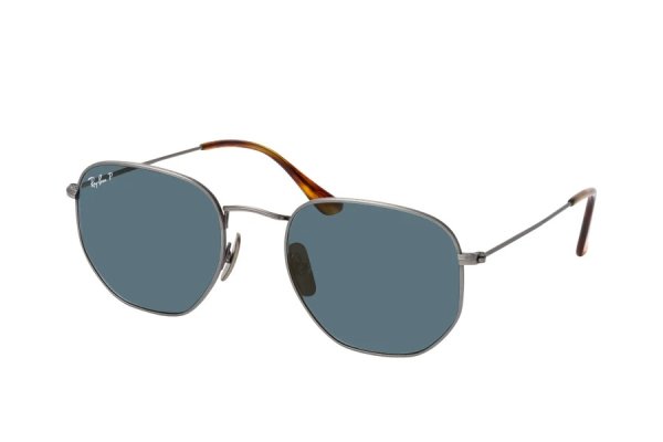   Ray-Ban Hexagonal Titanium RB8148-9208-T0 Gunmetal | Blue Mirror Polarized