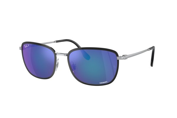   Ray-Ban Highstreet RB3705-9144-4L Black / Silver | Blue Mirror Polarized
