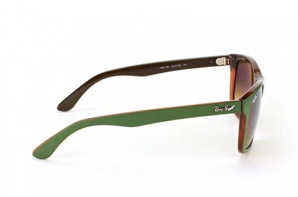   Ray-Ban Highstreet RB4181-6137-85 Green on Transparent Brown | Brown Faded Yellow