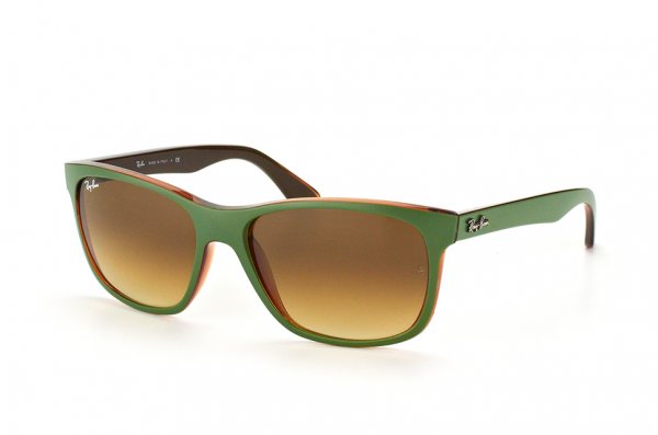   Ray-Ban Highstreet RB4181-6137-85 Green on Transparent Brown | Brown Faded Yellow
