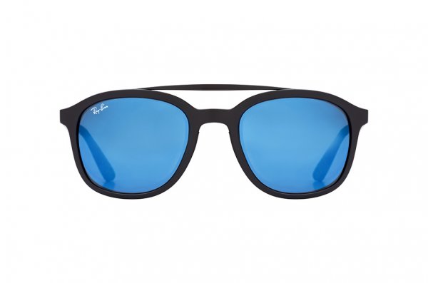   Ray-Ban Highstreet RB4290-601S-55 Matt Black | Blue Mirror