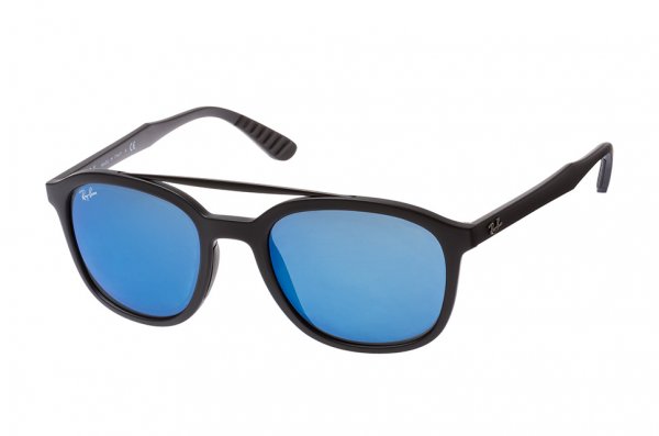   Ray-Ban Highstreet RB4290-601S-55 Matt Black | Blue Mirror