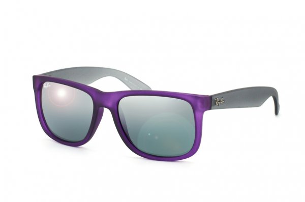   Ray-Ban Justin RB4165-6024-88 Transparent Rubber Violet/Grey | Grey Silver Mirror