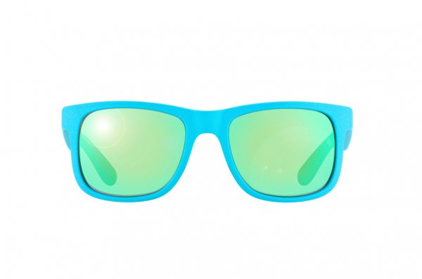   Ray-Ban Justin RB4165-6090-3R Turquoise Rubber | Green Mirrored