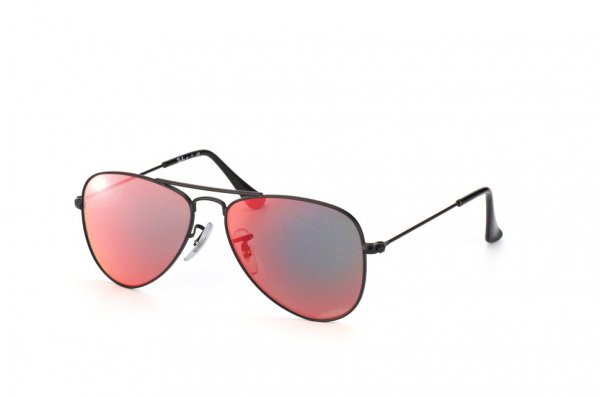   Ray-Ban Kids and Junior Aviator RB9506S-201-6Q Black | Red Mirror
