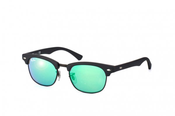   Ray-Ban Kids and Junior Clubmaster RB9050S-100S-3R Matt Black | Green Mirror
