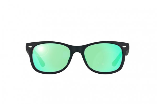   Ray-Ban Kids and Junior New Wayfarer RB9052S-100S-3R Matt Black | Green Mirrored