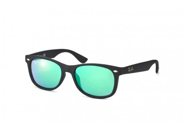  Ray-Ban Kids and Junior New Wayfarer RB9052S-100S-3R Matt Black | Green Mirrored