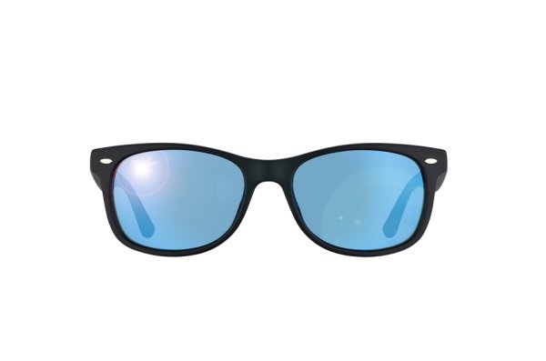   Ray-Ban Kids and Junior New Wayfarer RB9052S-100S-55 Matt Black | Blue Mirrored