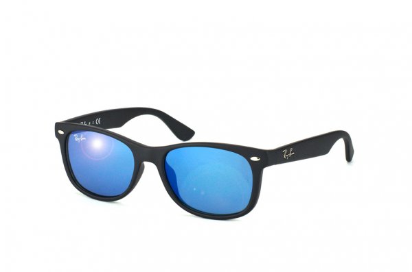   Ray-Ban Kids and Junior New Wayfarer RB9052S-100S-55 Matt Black | Blue Mirrored