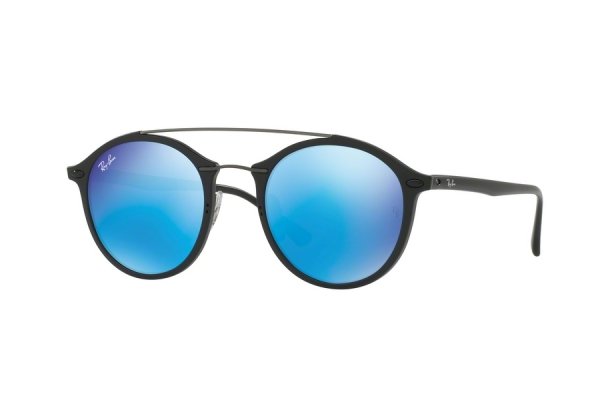   Ray-Ban LightRay Round RB4266-601S-55 Matt Black | Blue Mirror