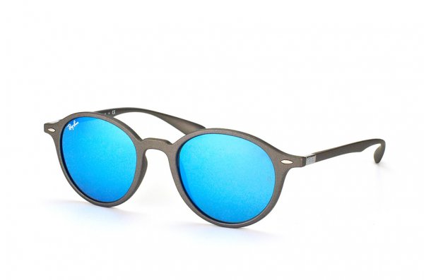   Ray-Ban Liteforce Round RB4237-6206-17 Matt Dark Grey| APX Blue Mirror