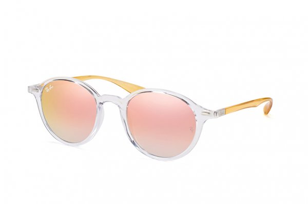   Ray-Ban Liteforce Round RB4237-6288-7Y Transparent White / Yellow | Pink Gold Mirror